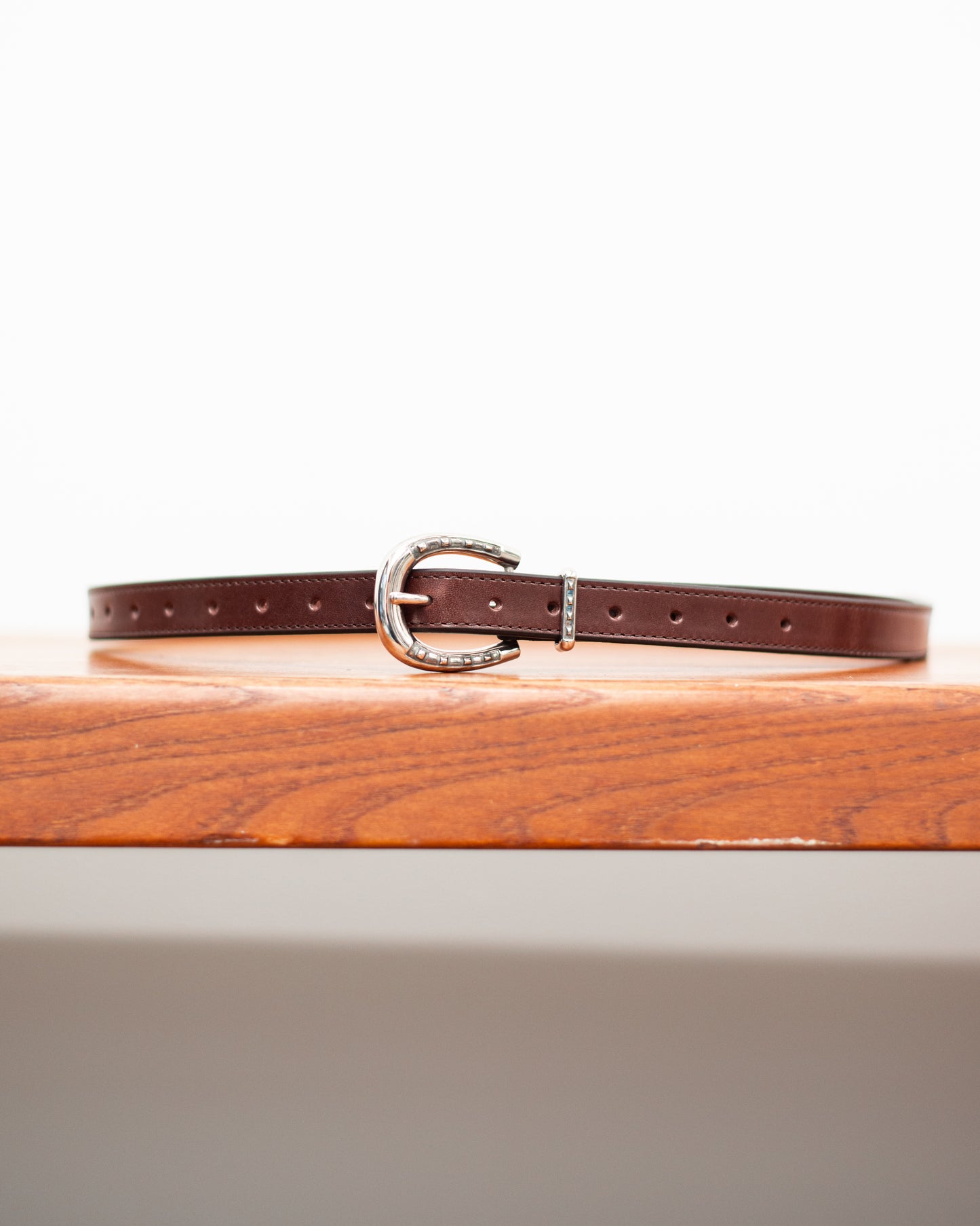 DOUBLE SIDED HORSESHOE LONG BELT  -COW HIDE-