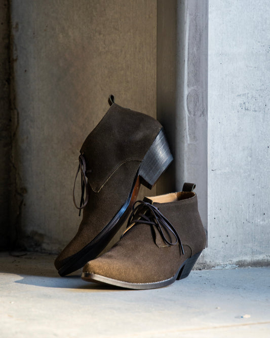 WESTERN MID CUT LACEUP BOOTS -COW SUEDE-