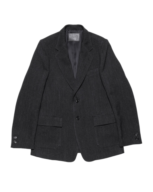 SINGLE BREASTED JACKET -WOOL LINEN HERRINGBONE-