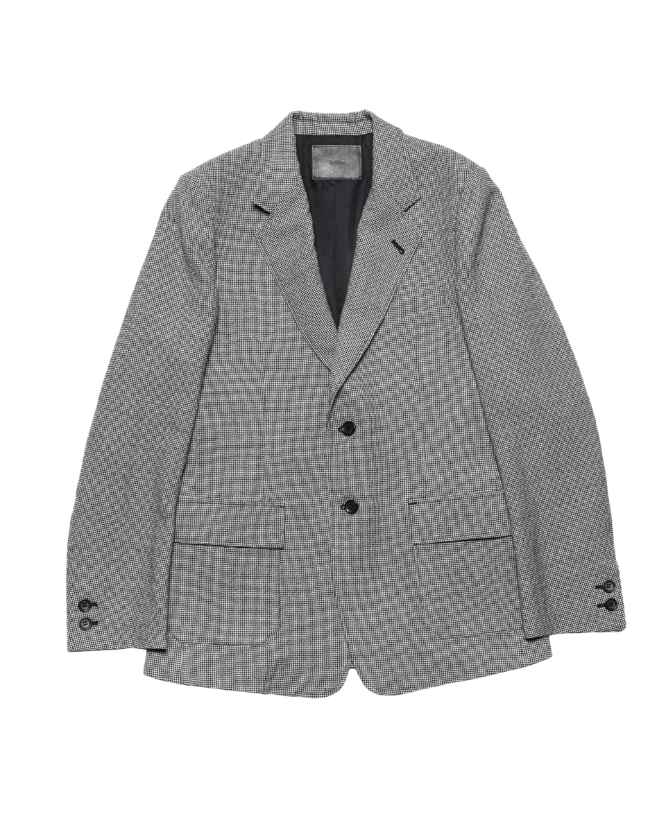 SINGLE BREASTED JACKET -WOOL LINEN HOUNDSTOOTH-