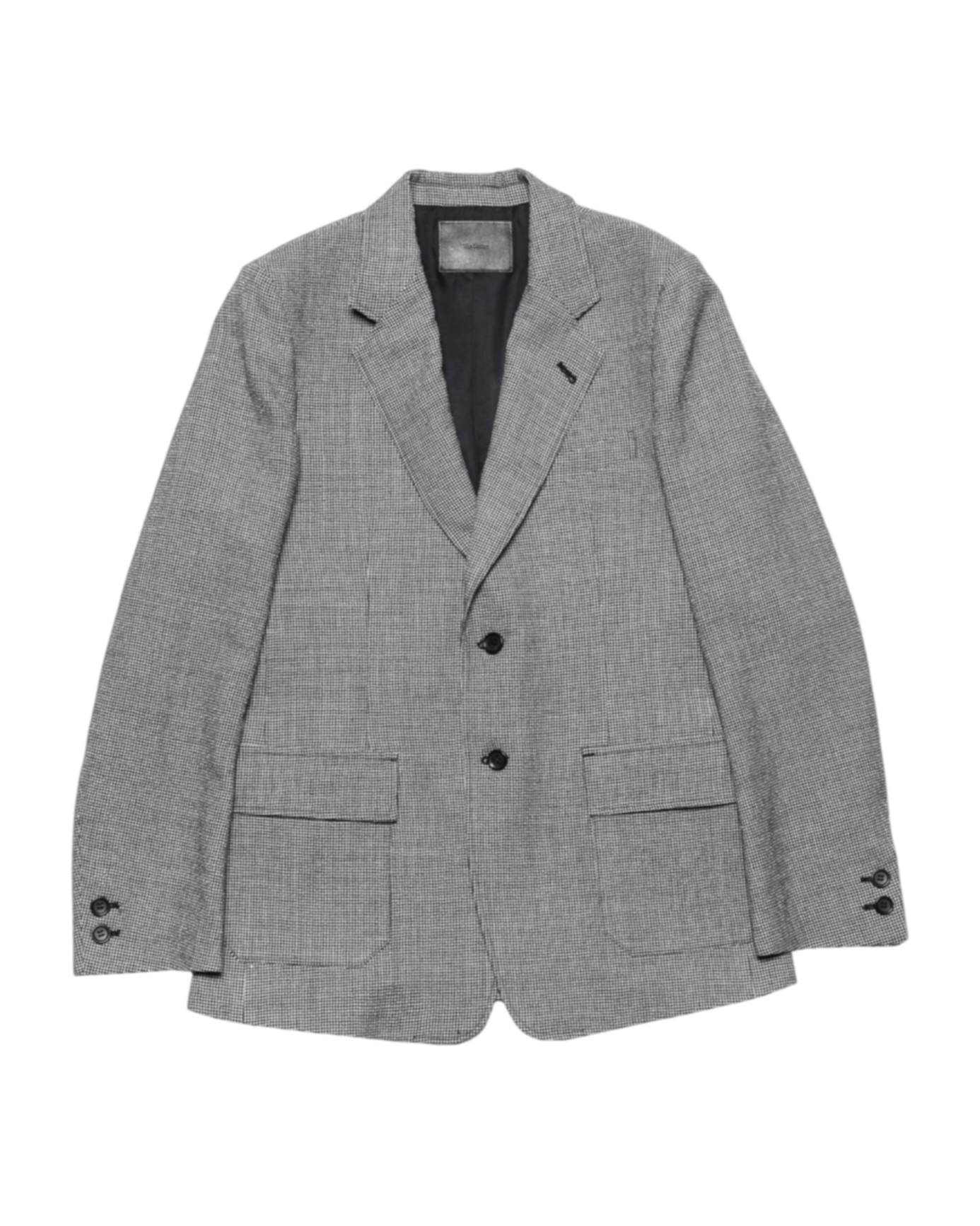 SINGLE BREASTED JACKET -WOOL LINEN HOUNDSTOOTH-