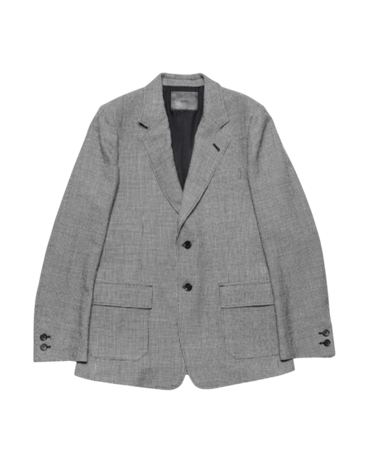 SINGLE BREASTED JACKET -WOOL LINEN HOUNDSTOOTH-