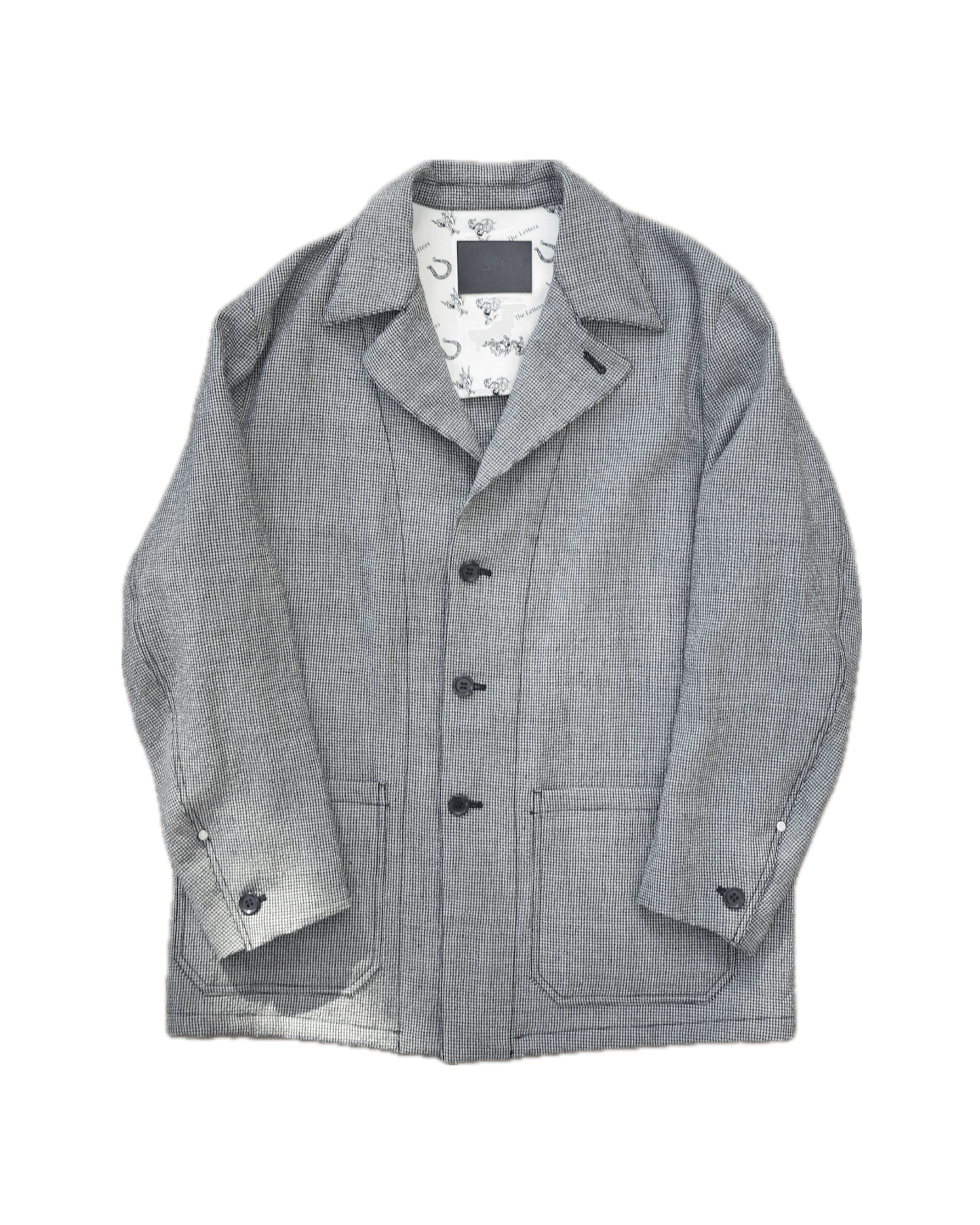 COVERALL JACKET -WOOL LINEN HOUNDSTOOTH-