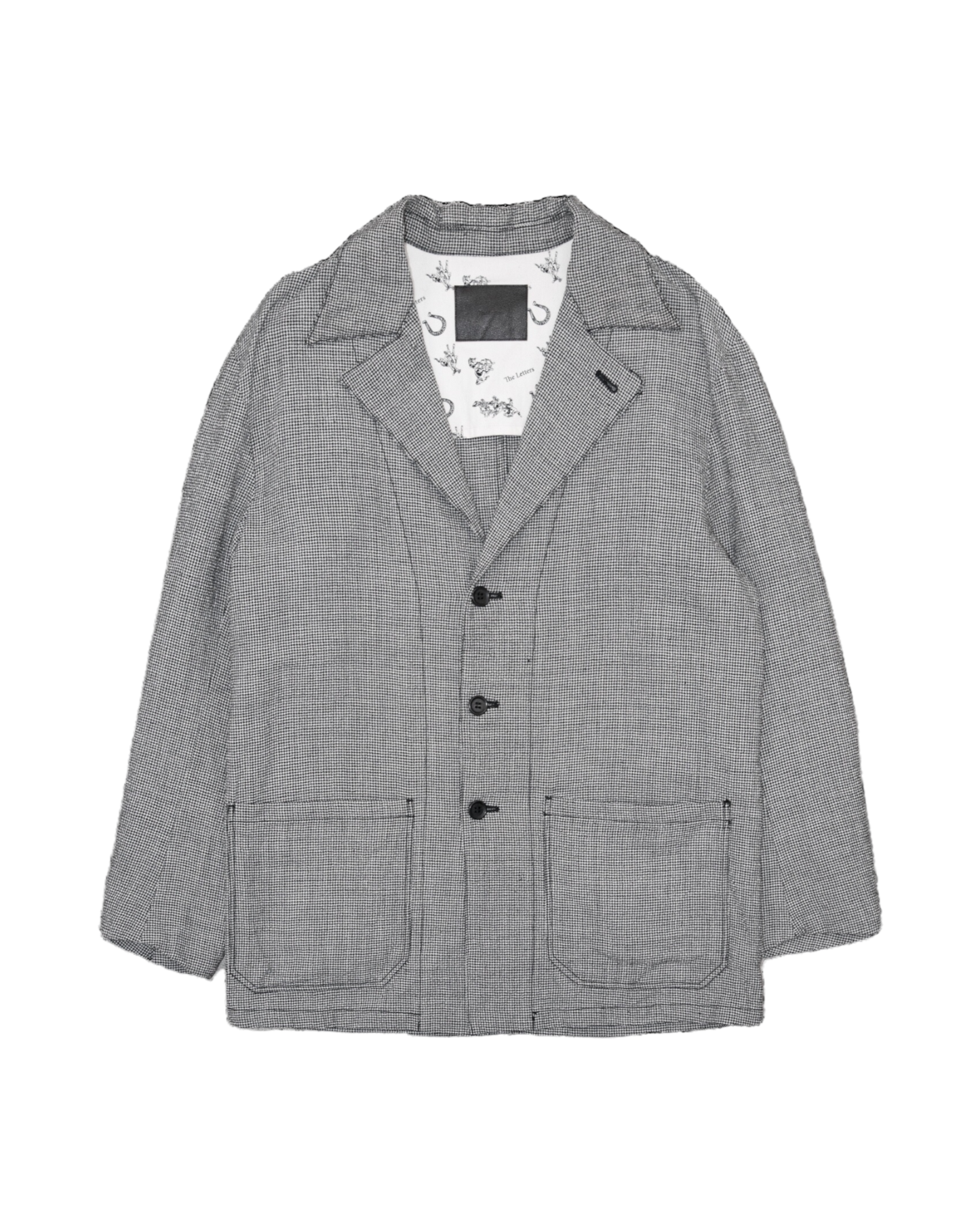 COVERALL JACKET -WOOL LINEN HOUNDSTOOTH-