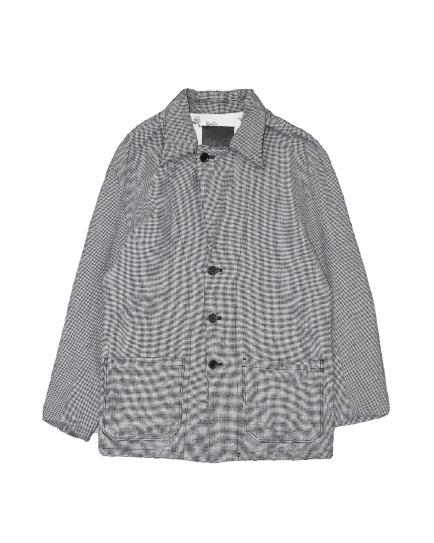 COVERALL JACKET -WOOL LINEN HOUNDSTOOTH-