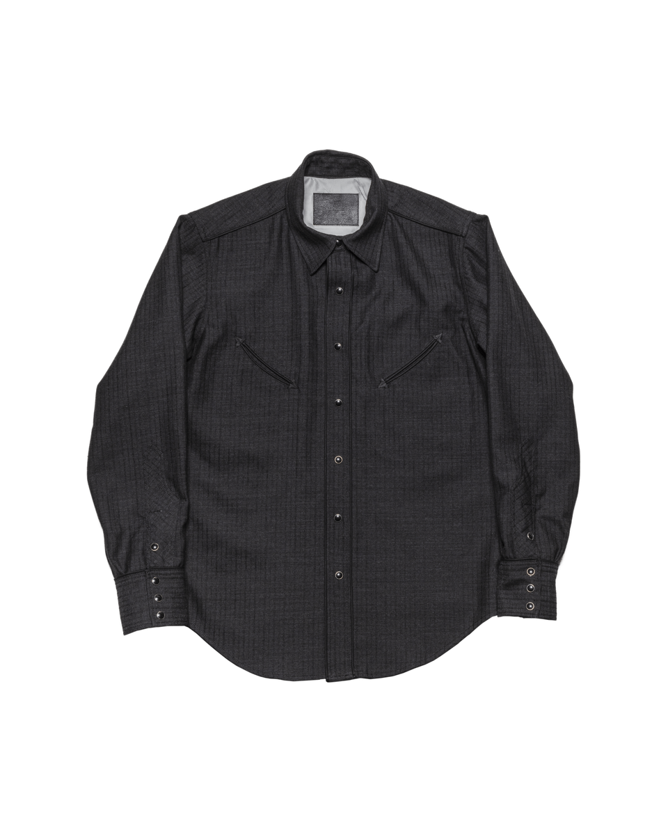 SMILE POCKET SHIRT -WOOL DOBBY STRIPE- ※60%OFF