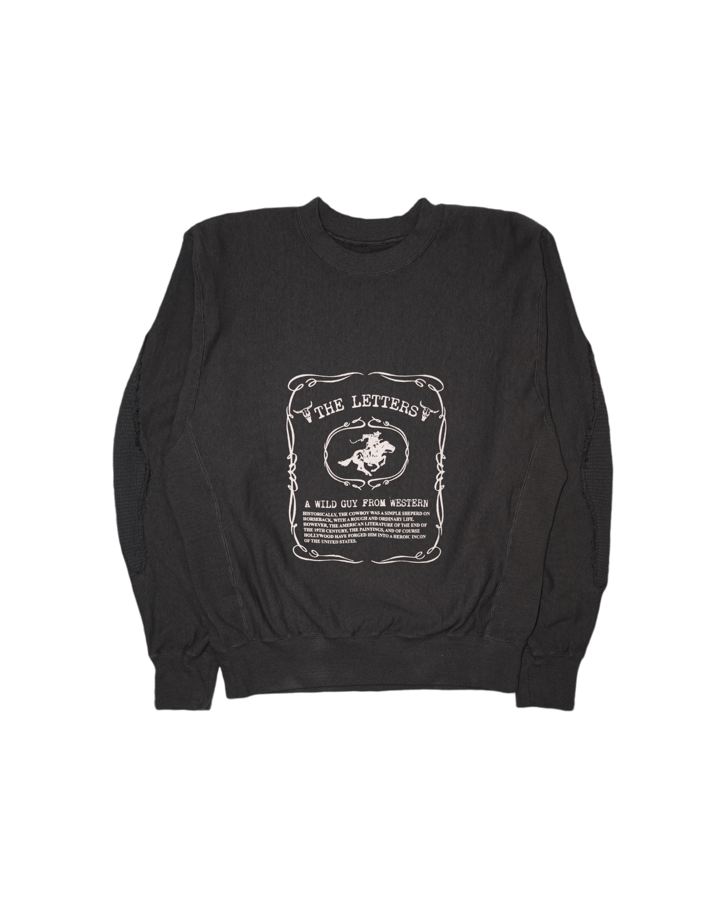 A WILD GUY FROM WESTERN SLEEVE CUT OUT CREW NECK SWEAT SHIRT -LOOPWHEEL FLEECE COTTON RAYON-