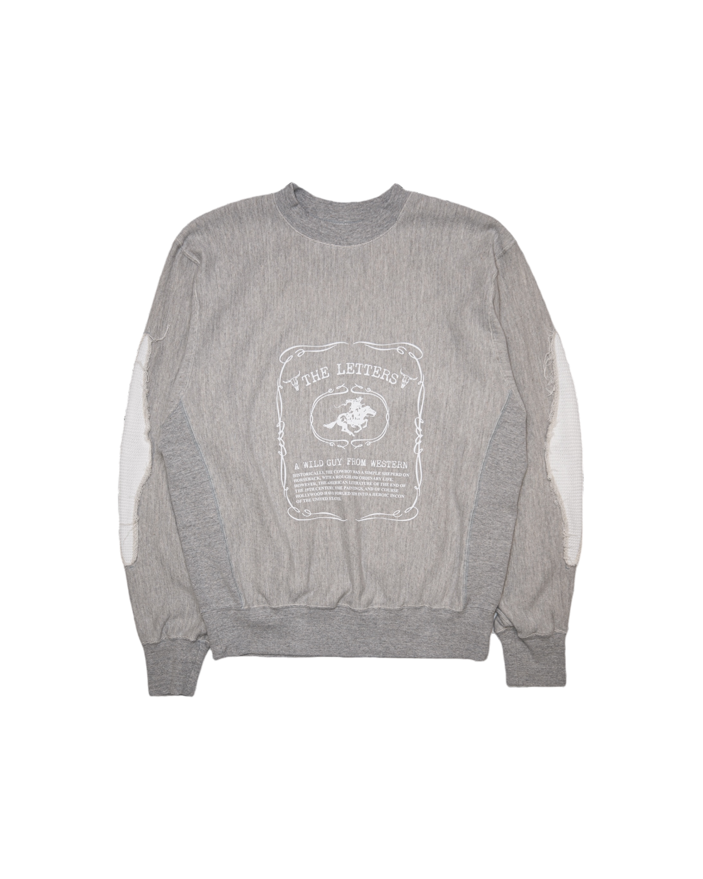 A WILD GUY FROM WESTERN SLEEVE CUT OUT CREW NECK SWEAT SHIRT -LOOPWHEEL FLEECE COTTON RAYON-