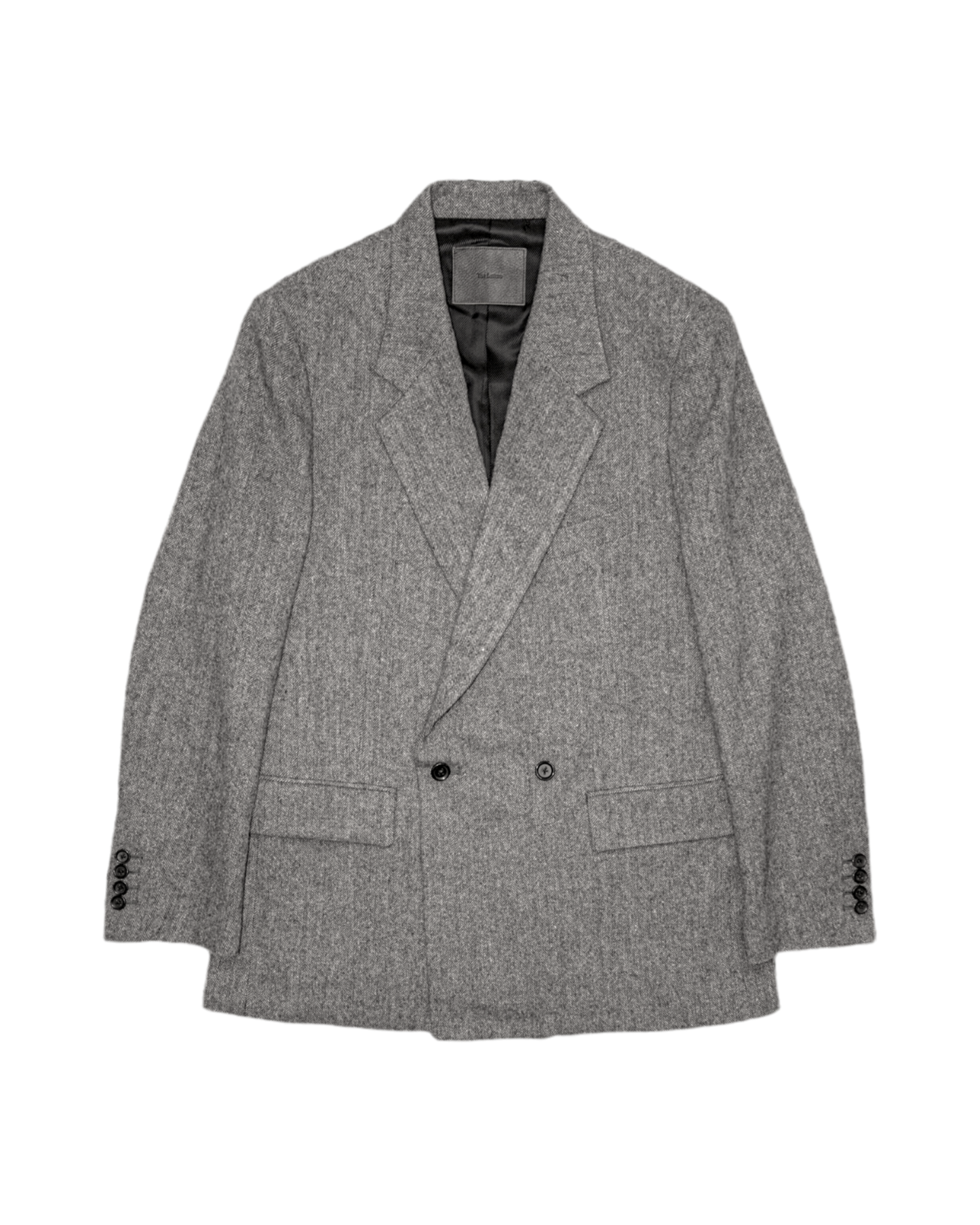 CLASSICAL DOUBLE BREASTED JACKET -WOOL NYLON TWEED HERRINGBONE-