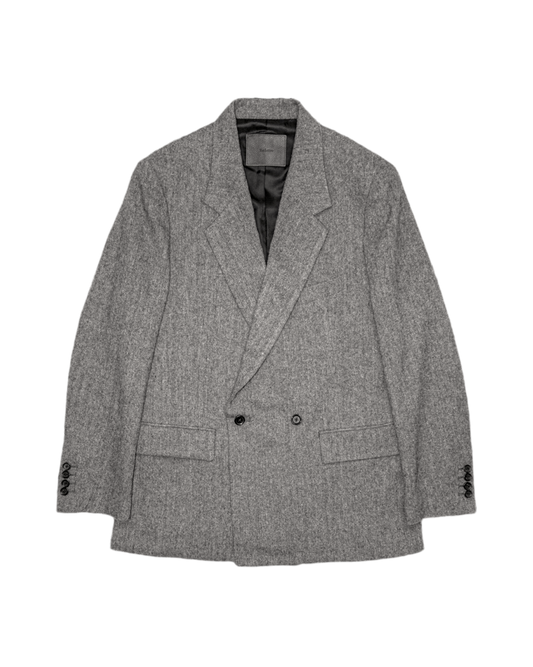 CLASSICAL DOUBLE BREASTED JACKET -WOOL NYLON TWEED HERRINGBONE-