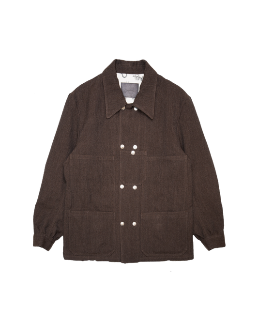 DOUBLE WORKERS JACKET -WOOL LINEN HERRINGBONE-