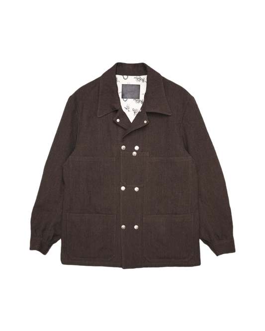 DOUBLE WORKERS JACKET -WOOL LINEN HERRINGBONE-