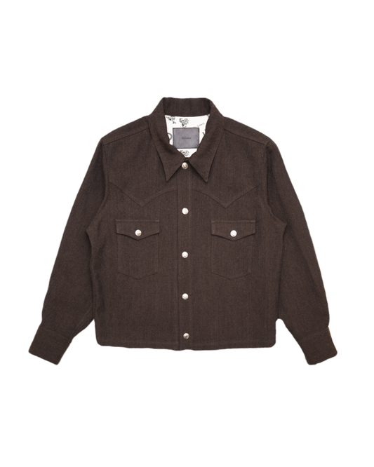 WESTERN SHORT JACKET -WOOL LINEN HERRINGBONE-