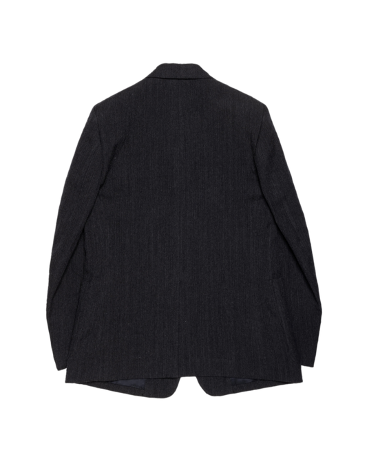 SINGLE BREASTED PACH POCKET JACKET -WOOL LINEN SHADOW STRIPE-