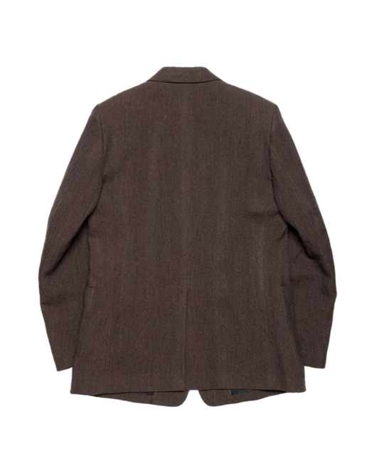 SINGLE BREASTED PACH POCKET JACKET -WOOL LINEN HERRINGBONE-