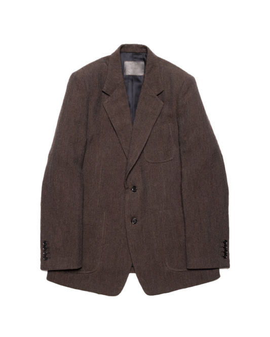 SINGLE BREASTED PACH POCKET JACKET -WOOL LINEN HERRINGBONE-