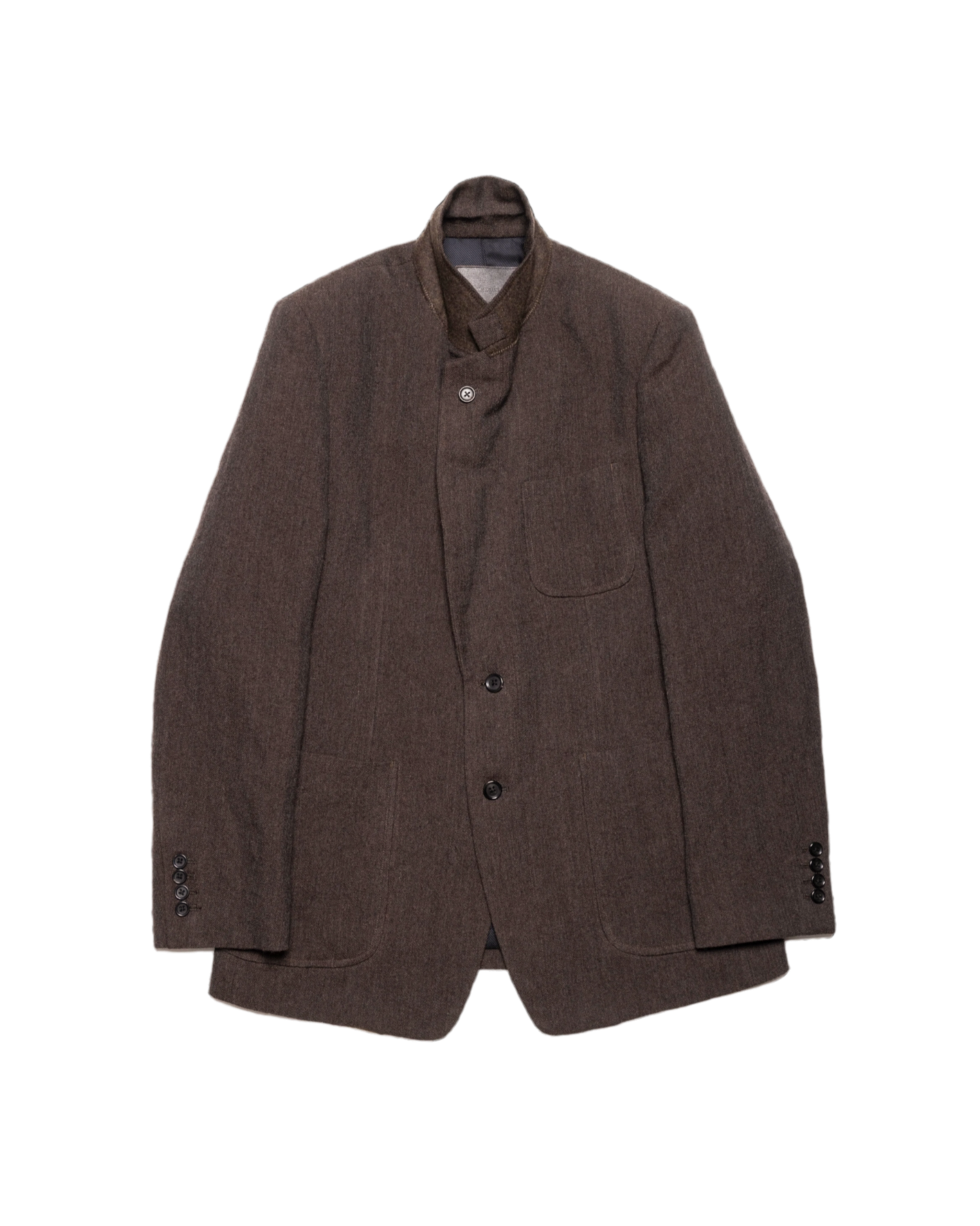 SINGLE BREASTED PACH POCKET JACKET -WOOL LINEN HERRINGBONE-