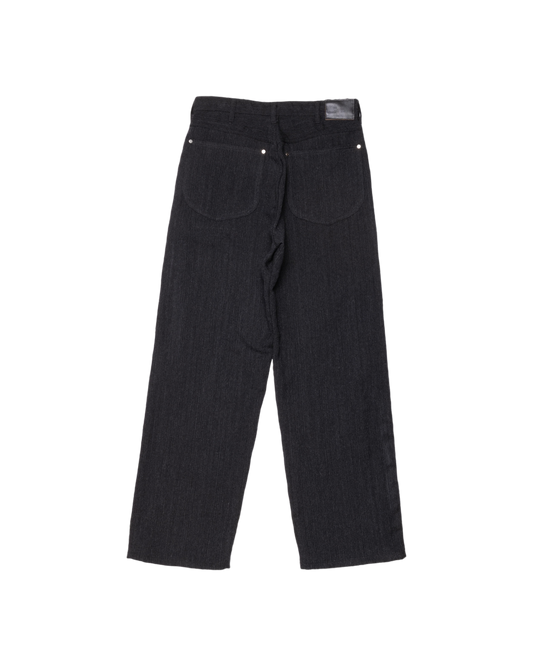 WORKERS WIDE PANTS -WOOL LINEN SHADOW STRIPE-