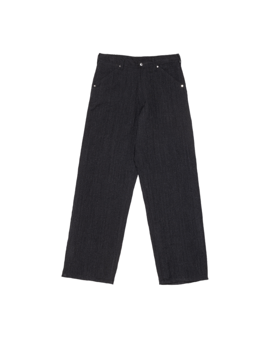 WORKERS WIDE PANTS -WOOL LINEN SHADOW STRIPE-