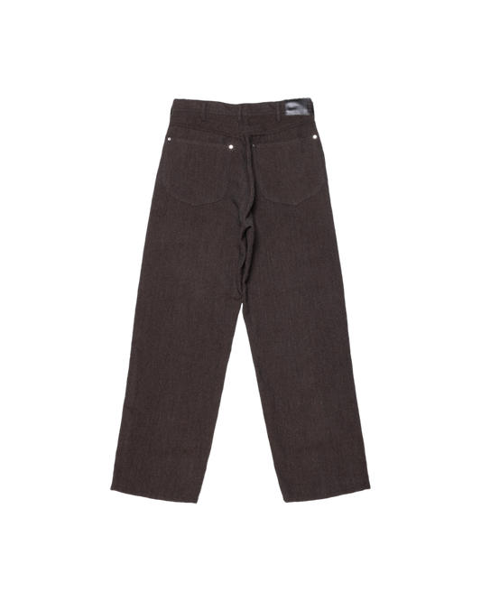 WORKERS WIDE PANTS -WOOL LINEN HERRINGBONE-