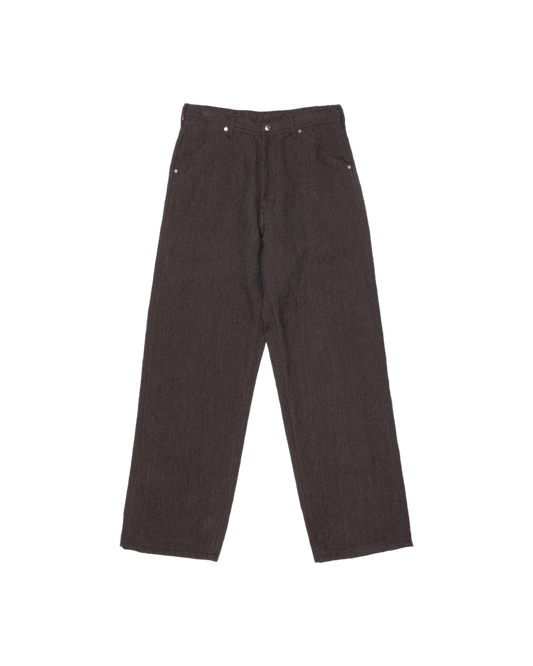 WORKERS WIDE PANTS -WOOL LINEN HERRINGBONE-