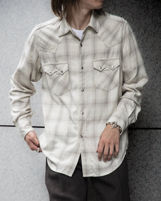 WESTERN SHIRT -OMBRE CHECK RAYON-