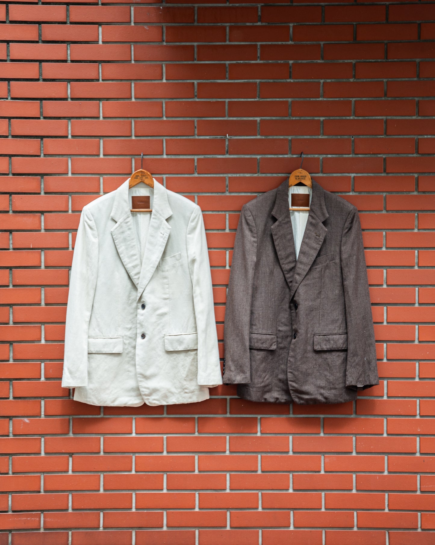 SINGLE BREASTED JACKET -WOOL LINEN HERRINGBONE-