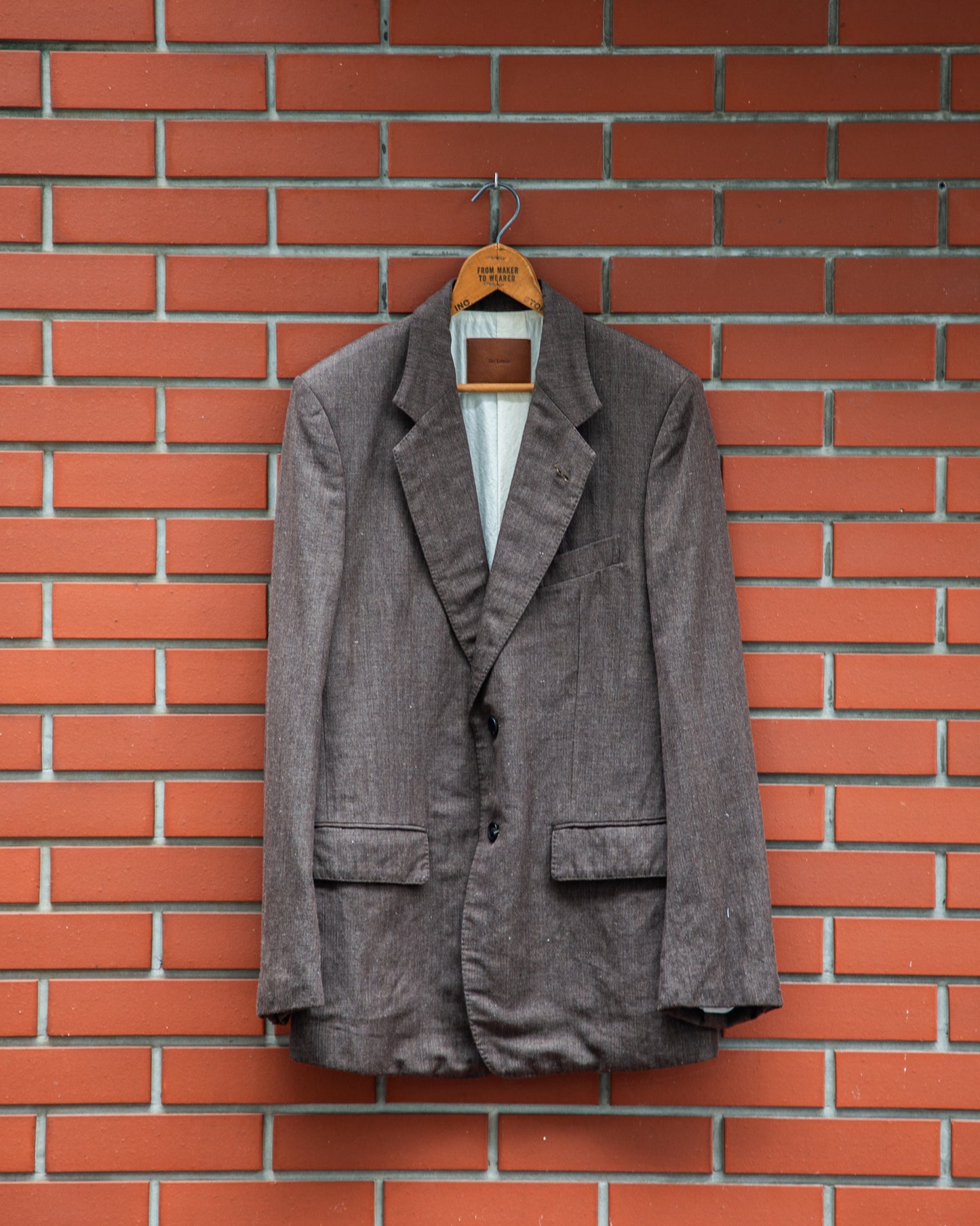 SINGLE BREASTED JACKET -WOOL LINEN HERRINGBONE-
