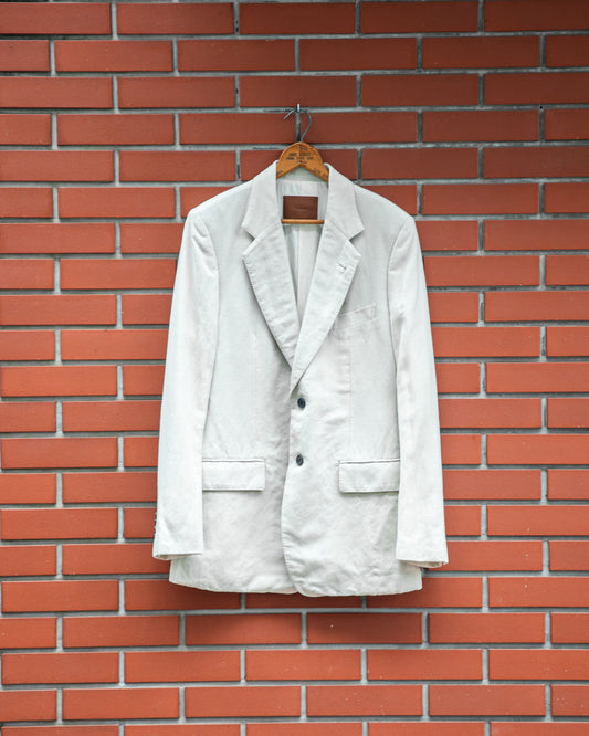 SINGLE BREASTED JACKET -WOOL LINEN HERRINGBONE-