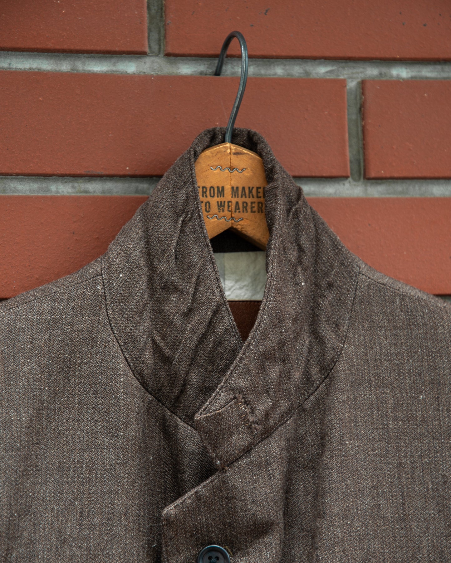 SINGLE BREASTED JACKET -WOOL LINEN HERRINGBONE-