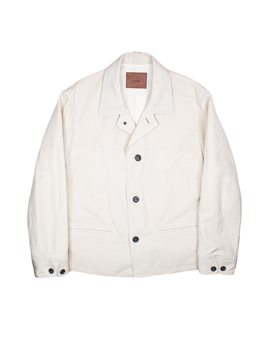 CAR COAT -WOOL LINEN HERRINGBONE-