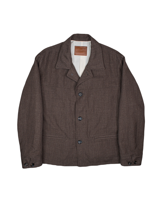 CAR COAT -WOOL LINEN HERRINGBONE-