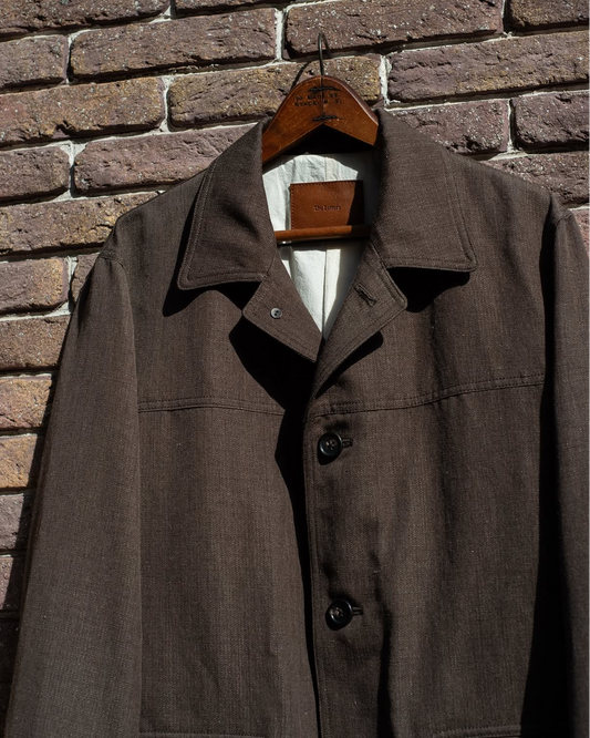 CAR COAT -WOOL LINEN HERRINGBONE-