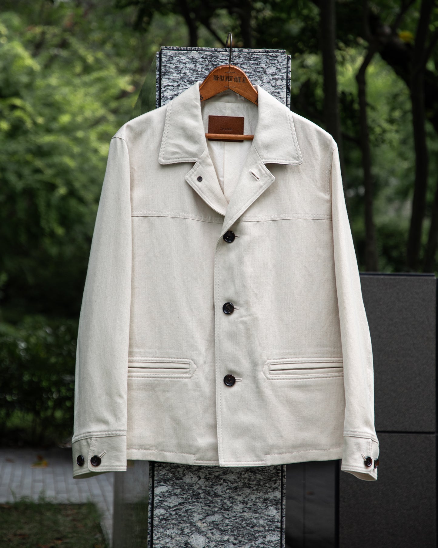 CAR COAT -WOOL LINEN HERRINGBONE-