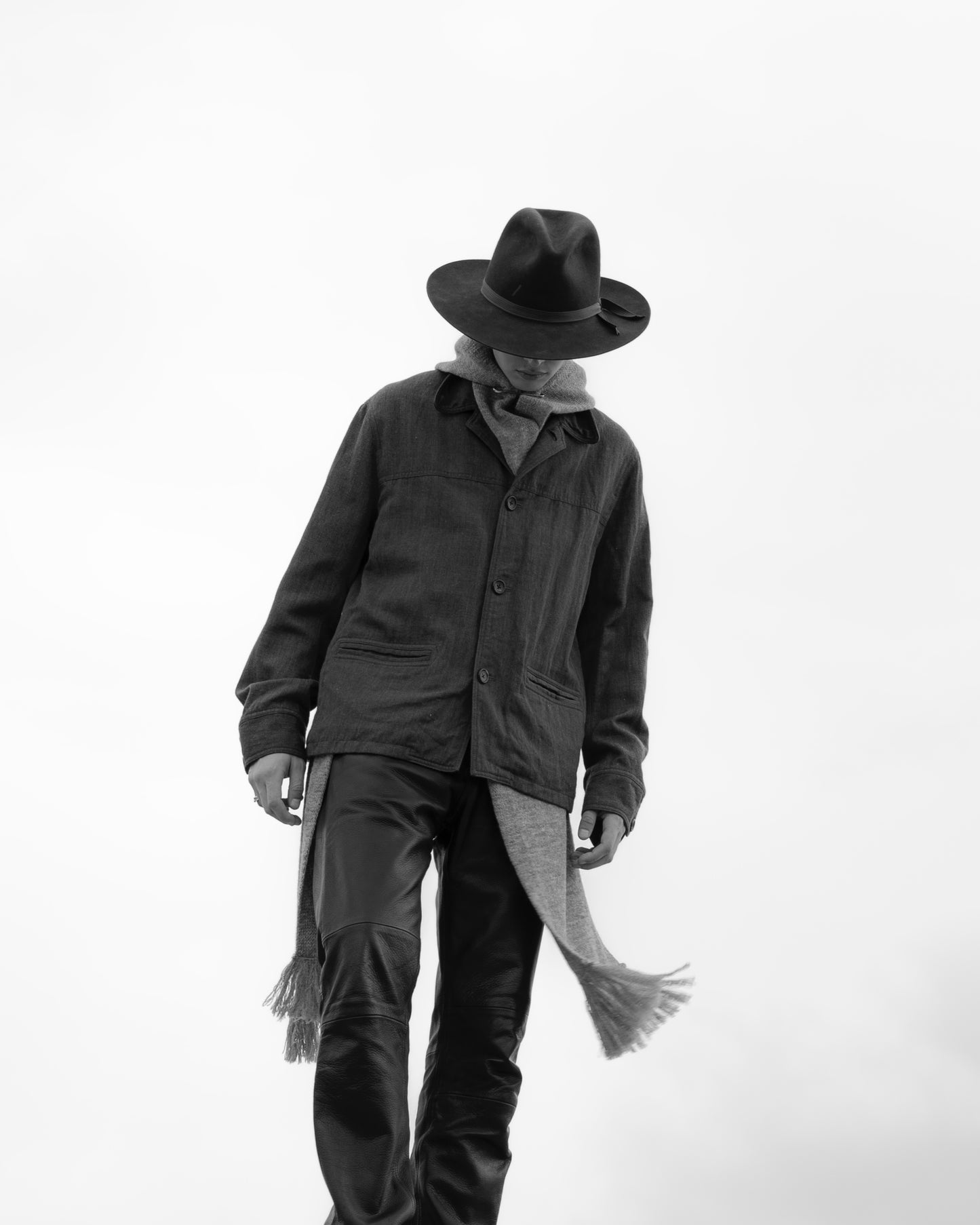 CAR COAT -WOOL LINEN HERRINGBONE-