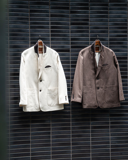 SACK JACKET -WOOL LINEN HERRINGBONE-