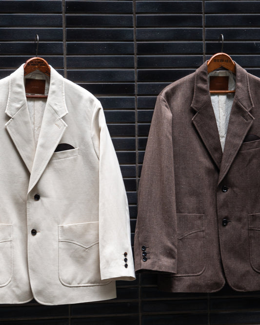 SACK JACKET -WOOL LINEN HERRINGBONE-