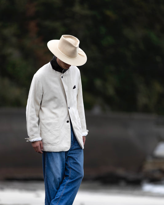 SACK JACKET -WOOL LINEN HERRINGBONE-