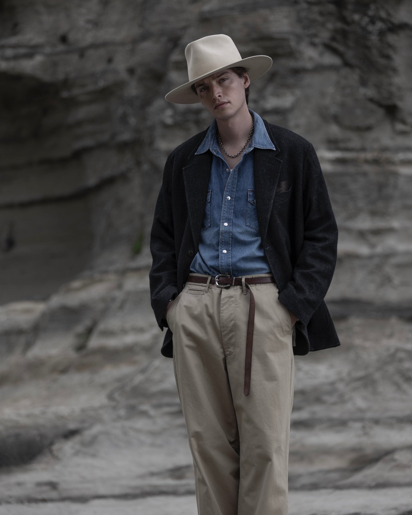 CLASSIC WESTERN SHIRT -USED WASHED DENIM-