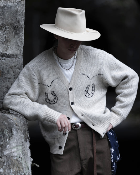 5G WESTERN CARDIGAN KNIT -SHETLAND WOOL LINEN-