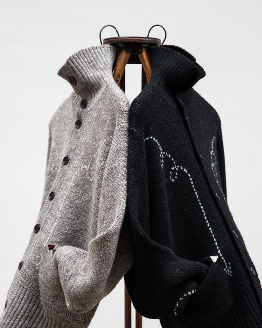 5G WESTERN TURTLENECK CARDIGAN KNIT -SHETLAND WOOL LINEN-
