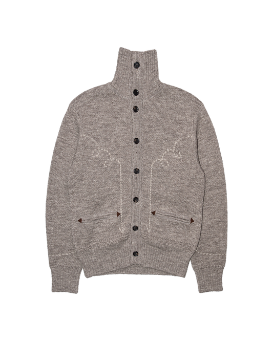 5G WESTERN TURTLENECK CARDIGAN KNIT -SHETLAND WOOL LINEN-