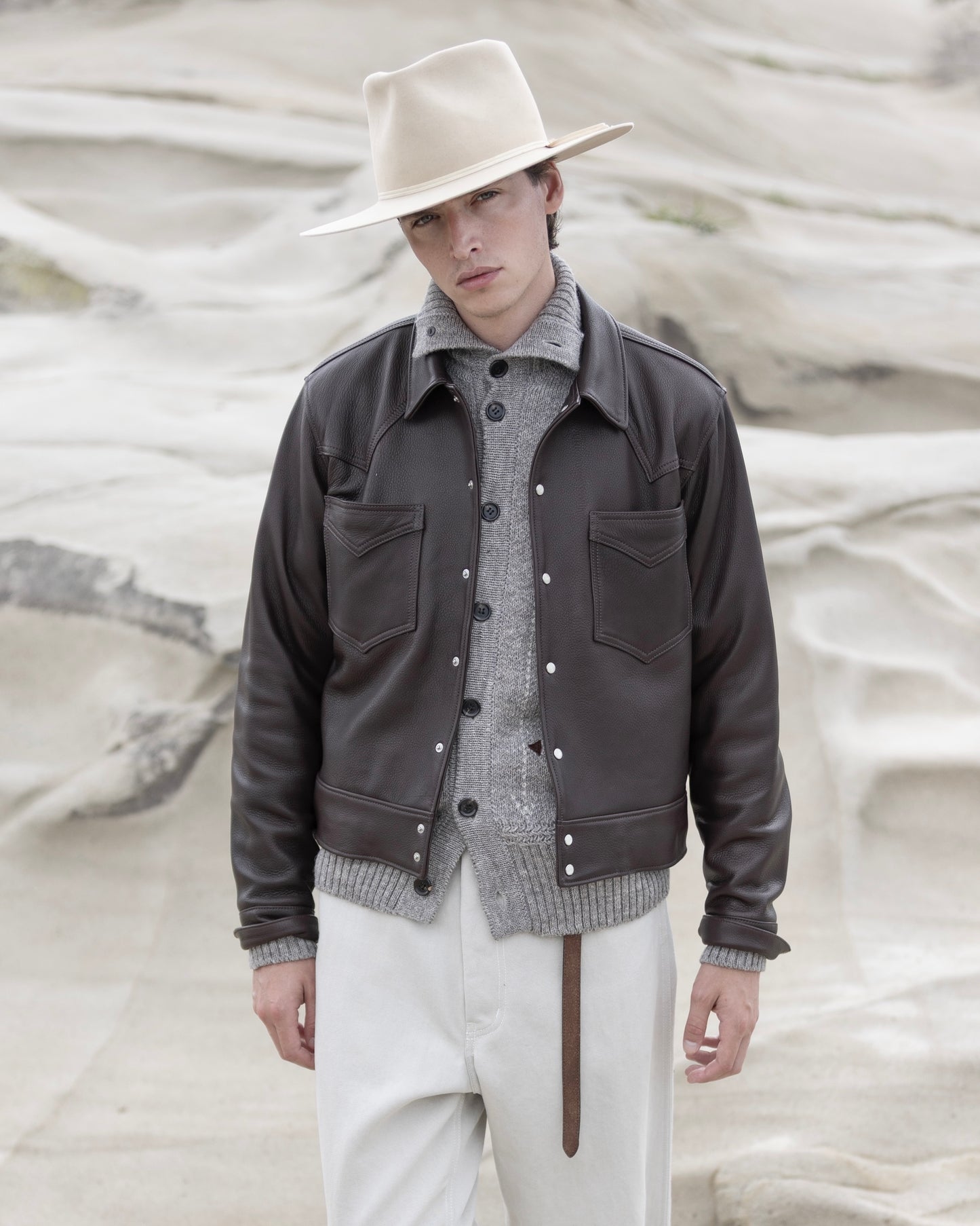 5G WESTERN TURTLENECK CARDIGAN KNIT -SHETLAND WOOL LINEN-