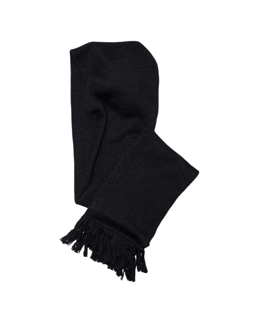 5G HOODIE FRINGE SCARF KNIT -SHETLAND WOOL LINEN-