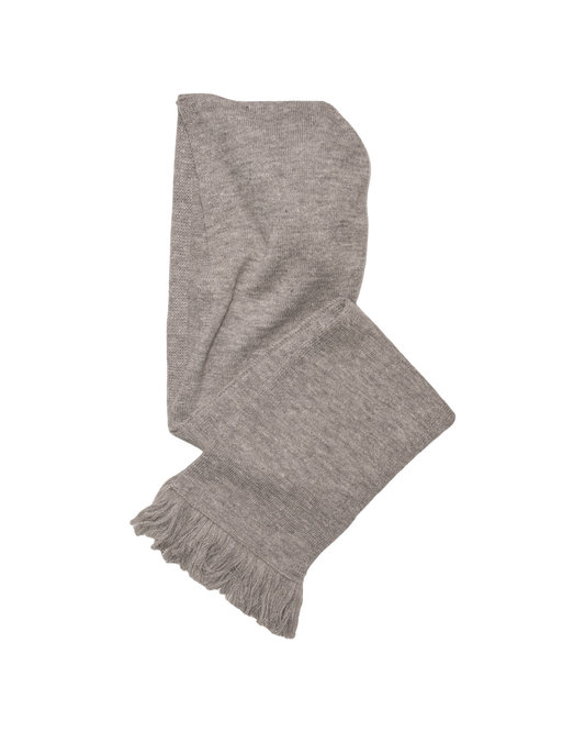 5G HOODIE FRINGE SCARF KNIT -SHETLAND WOOL LINEN-