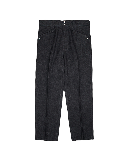 WESTERN STRAIGHT TROUSERS -WOOL LINEN TWEED-
