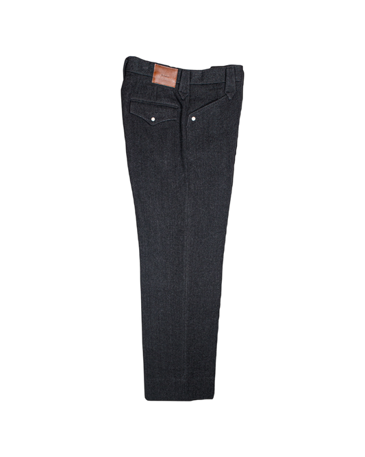 WESTERN STRAIGHT TROUSERS -WOOL LINEN TWEED-