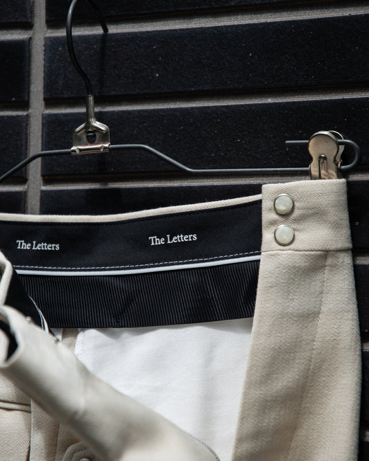 WESTERN STRAIGHT TROUSERS -WOOL LINEN HERRINGBONE-