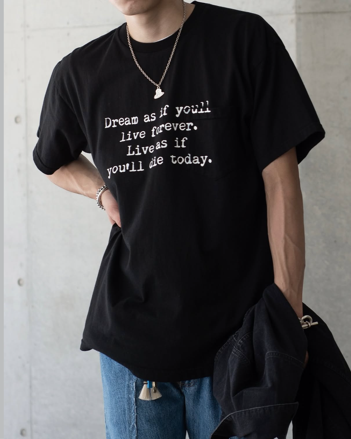 LIVE FOREVER POCKET T-SHIRT -TANGUIS COTTON-
