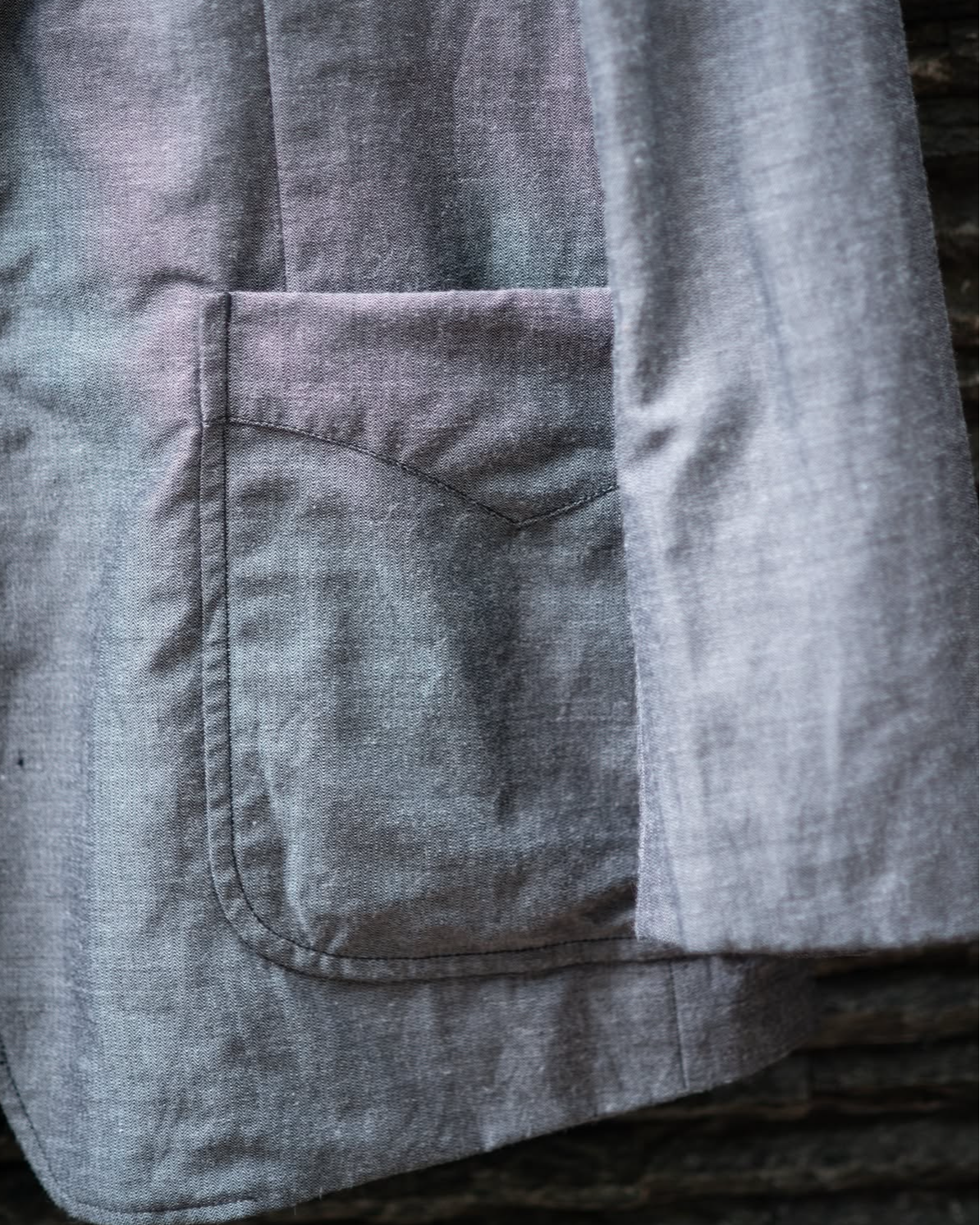 SINGLE BREASTED PACH POCKET JACKET - WOOL RAMIE MINI HB-